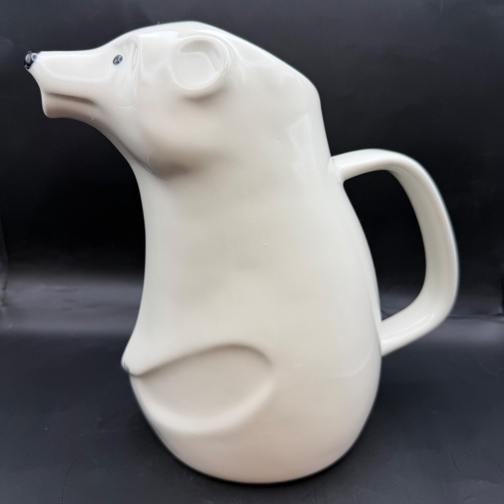 Vtg Arabia of Finland Polar Bear Juice Water‎ Pitcher Vase Signed Richard Lindh